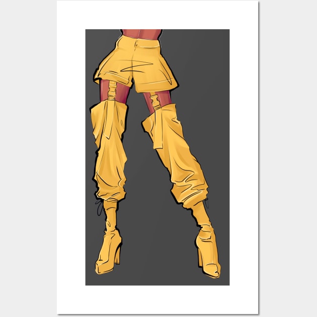 Long legs in trendy yellow pants, sporty style Wall Art by ArctiumStudio